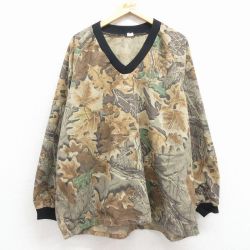 XL★古着 長袖 ハンティング ジャケット メンズ 90年代 90s 木葉 USA製 茶 迷彩 25nov18