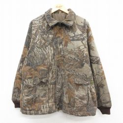 XL★古着 長袖 ハンティング ジャケット メンズ 90年代 90s リアルツリー ラグラン 大きいサイズ USA製 ベージュ系他 内側キルティング 25nov20