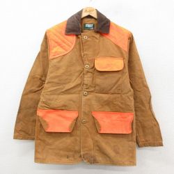 M★古着 SAFTBAK 長袖 ハンティング ジャケット メンズ 80年代 80s 襟コーデュロイ ダック地 USA製 茶系 25nov20