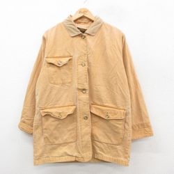 XL★古着 エディーバウアー 長袖 カバーオール メンズ 90年代 90s 襟コーデュロイ ダック地 コットン ベージュ 25nov20