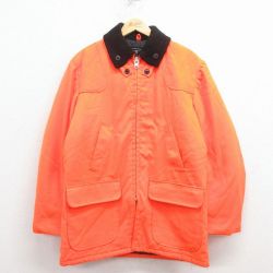 L★古着 シアーズ 長袖 ハンティング ジャケット メンズ 80年代 80s タロン オレンジ 内側キルティング 25dec03