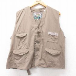 L★古着 キャンパス ハンティング ベスト メンズ 00年代 00s コットン 茶系 25dec17