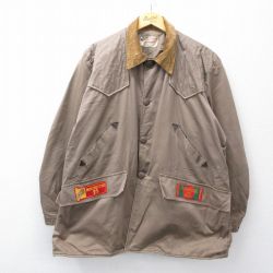 XL★古着 長袖 ビンテージ ハンティング ジャケット メンズ 70年代 70s 襟コーデュロイ 大きいサイズ 茶 26jan19