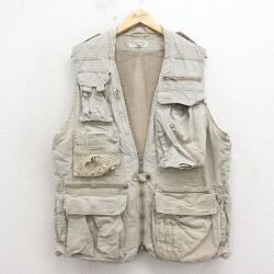 XL★古着 バナナリパブリック ハンティング ベスト メンズ 90年代 90s コットン 薄ベージュ 26apr27