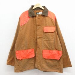 XL★古着 SAFTBAK 長袖 ハンティング ジャケット メンズ 90年代 90s ダック地 大きいサイズ 襟コーデュロイ USA製 茶 26apr27