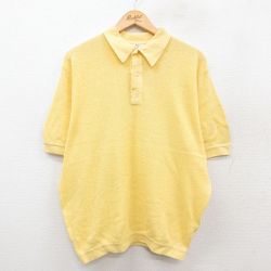 L★古着 半袖 セーター メンズ 80年代 80s 無地 襟付き 黄 イエロー 25sep27 中古 トップス