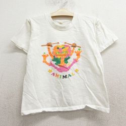 古着 半袖 ビンテージ Tシャツ キッズ ボーイズ 子供服 80年代 80s アニマル クルーネック 白 ホワイト 24apr17