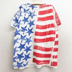 古着 半袖 ビンテージ Tシャツ キッズ ボーイズ 子供服 90年代 90s 星条旗 コットン クルーネック USA製 白他 ホワイト 【spe】 24jul08
