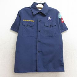 古着 半袖 ボーイスカウト シャツ キッズ ボーイズ 子供服 ワッペン USA製 紺 ネイビー 24jul24