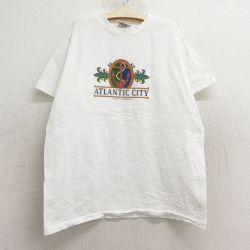 古着 半袖 ビンテージ Tシャツ キッズ ボーイズ 子供服 90年代 90s イカリ アトランティックシティ 大きいサイズ コットン USA製 白 ホワイト 24jul31