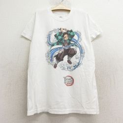 古着 半袖 Tシャツ キッズ ボーイズ 子供服 アニメ 鬼滅の刃 竈門炭次郎 コットン クルーネック 白 ホワイト 24jul31