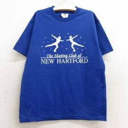古着 ジャージーズ 半袖 ビンテージ Tシャツ キッズ ボーイズ 子供服 00年代 00s フィギアスケート クルーネック 青 ブルー 24aug19