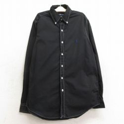 古着 ラルフローレン Ralph Lauren 長袖 ブランド シャツ キッズ ボーイズ 子供服 ワンポイントロゴ コットン ボタンダウン 黒 ブラック 24aug31