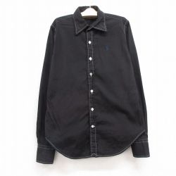 古着 ラルフローレン Ralph Lauren スポーツ 長袖 ブランド シャツ キッズ ボーイズ 子供服 ワンポイントロゴ コットン ボタンダウン 黒 ブラック ストライプ 24oct22
