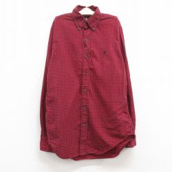 【50%OFF】古着 ラルフローレン Ralph Lauren 長袖 ブランド シャツ キッズ ボーイズ 子供服 ワンポイントロゴ コットン ボタンダウン 赤他 レッド ギンガム チェック 24dec05