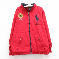 古着 ラルフローレン Ralph Lauren 長袖 ブランド ジャケット キッズ ボーイズ 子供服 ビッグポニー レーシング 刺繍 赤他 レッド 24dec05