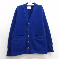 【50%OFF】古着 長袖 ニット カーディガン キッズ ボーイズ 子供服 80年代 80s 無地 アクリル 紺 ネイビー 25feb26