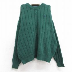 【50%OFF】古着 ノーティカ NAUTICA 長袖 ブランド セーター キッズ ボーイズ 子供服 90年代 90s ワンポイントロゴ コットン クルーネック 緑 グリーン 25feb26