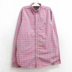 古着 ラルフローレン Ralph Lauren 長袖 ブランド シャツ キッズ ボーイズ 子供服 ワンポイントロゴ コットン ボタンダウン ピンク他 チェック 25mar03