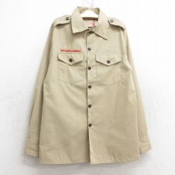 古着 長袖 ボーイスカウト シャツ キッズ ボーイズ 子供服 90年代 90s USA製 ベージュ カーキ 25mar03