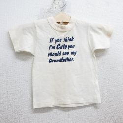 古着 半袖 ビンテージ Tシャツ キッズ ボーイズ 子供服 80年代 80s メッセージ クルーネック USA製 生成り 25may07