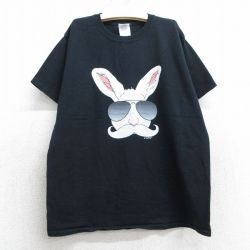 【50%OFF】古着 半袖 ビンテージ Tシャツ キッズ ボーイズ 子供服 00年代 00s ウサギ コットン クルーネック 黒 ブラック 25may07