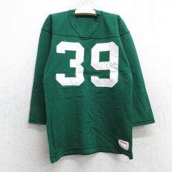 古着 ウィルソン 7分袖 ビンテージ フットボール Tシャツ キッズ ボーイズ 子ども服 80年代 80s 39 Vネック USA製 緑 グリーン 25jun02