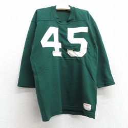 古着 ウィルソン 7分袖 ビンテージ フットボール Tシャツ キッズ ボーイズ 子ども服 80年代 80s 45 クルーネック USA製 緑 グリーン 25jun02