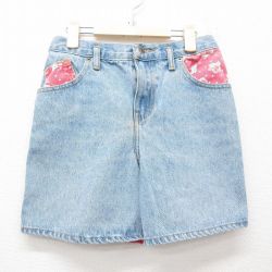 古着 ショート パンツ ショーツ キッズ ボーイズ 子供服 90年代 90s 花柄 コットン 薄紺 ネイビー デニム他 25jun03