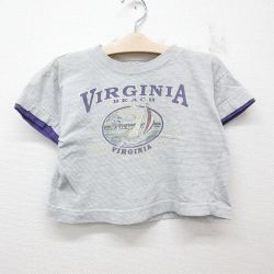 古着 半袖 ビンテージ Tシャツ キッズ ボーイズ 子供服 90年代 90s バージニア コットン クルーネック 薄グレー他 ボーダー 25jun05