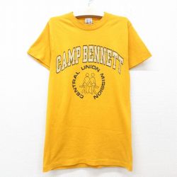 古着 チャンピオン champion 半袖 ビンテージ Tシャツ キッズ ボーイズ 子供服 80年代 80s CAMP クルーネック USA製 黄 イエロー 【spe】 25jun05