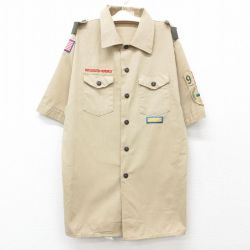 古着 半袖 ボーイスカウト シャツ キッズ ボーイズ 子供服 90年代 90s ベージュ カーキ 25jun06
