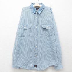 古着 ルート66 長袖 シャツ キッズ ボーイズ 子供服 00年代 00s 襟デニム コットン 紺他 ネイビー ストライプ 25jun06