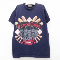 古着 半袖 ビンテージ Tシャツ キッズ ボーイズ 子供服 90年代 90s 野球 ルイビルスラッガー コットン クルーネック USA製 紺 ネイビー 25jun06