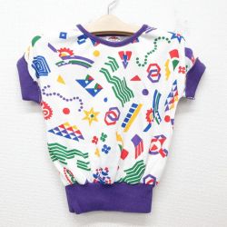 古着 半袖 ビンテージ Tシャツ キッズ ガールズ 子供服 90年代 90s 総柄 クルーネック USA製 白他 ホワイト 25jun07