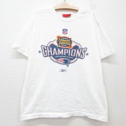 古着 リーボック REEBOK 半袖 ビンテージ Tシャツ キッズ ボーイズ 子供服 00年代 00s NFL ニューイングランドペイトリオッツ コットン クルーネック 白 ホワイト アメフト スーパーボウル 25jun07