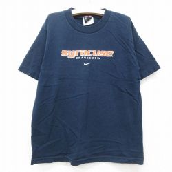 古着 ナイキ NIKE 半袖 ビンテージ Tシャツ キッズ ボーイズ 子供服 00年代 00s シラキュース コットン クルーネック 紺 ネイビー 25jun07