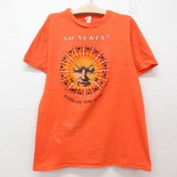 古着 半袖 ビンテージ Tシャツ キッズ ボーイズ 子供服 80年代 80s 太陽 コットン クルーネック USA製 オレンジ 25jun14
