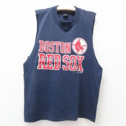 古着 スクリーンスターズ 長袖 ノースリーブ Tシャツ キッズ ボーイズ 子供服 80年代 80s MLB ボストンレッドソックス クルーネック USA製 紺 ネイビー メジャーリーグ ベースボール 野球 25jun14