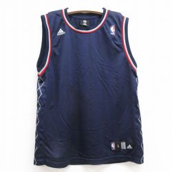 【50%OFF】古着 アディダス adidas ビンテージ タンクトップ キッズ ボーイズ 子供服 00年代 00s NBA メッシュ地 クルーネック 紺他 ネイビー ストライプ 25jul24