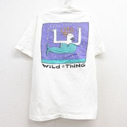 【50%OFF】古着 半袖 ビンテージ Tシャツ キッズ ボーイズ 子供服 90年代 90s Wild Thing コットン クルーネック USA製 白 ホワイト 25jul24