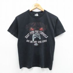 古着 半袖 ビンテージ Tシャツ キッズ ボーイズ 子供服 00年代 00s 犬 ゲーム コットン クルーネック 黒 ブラック 25aug06