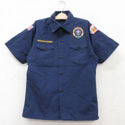 古着 半袖 ボーイスカウト シャツ キッズ ボーイズ 子供服 90年代 90s ワッペン 紺 ネイビー 25sep02