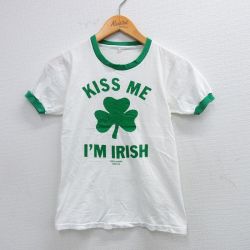 古着 半袖 ビンテージ Tシャツ キッズ ボーイズ 子供服 70年代 70s クローバー アイリッシュ コットン クルーネック USA製 白 ホワイト リンガー 25sep03