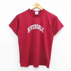 古着 フルーツオブザルーム 半袖 ビンテージ Tシャツ キッズ ボーイズ 子供服 90年代 90s リバーデイル クルーネック USA製 エンジ 25sep03