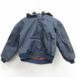 古着 長袖 ナイロン ジャケット パーカー キッズ ボーイズ 子供服 80年代 80s 紺 内側キルティング 26jan09