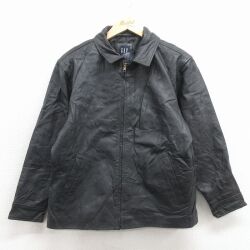 古着 ギャップ GAP 長袖 レザー ジャケット キッズ ボーイズ 子供服 00年代 00s カウレザー 黒【spe】 26jan09