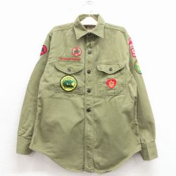 古着 長袖 ビンテージ ボーイスカウト シャツ キッズ 子供服 60年代 60s ペンシルベニア USA製 緑【spe】 26jan31