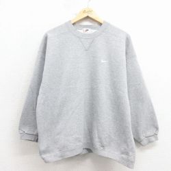 古着 ナイキ NIKE 長袖 スウェット キッズ 子供服 90年代 90s ワンポイントロゴ クルーネック USA製 グレー 霜降り【spe】 26feb04