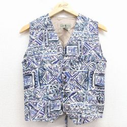 古着 ベスト キッズ ボーイズ 子供服 90年代 90s 総柄 シルク 白他 26feb04